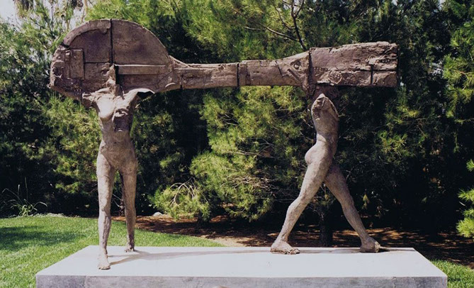 image of kevin christisons sculpture transitions, 1997, cast bronze